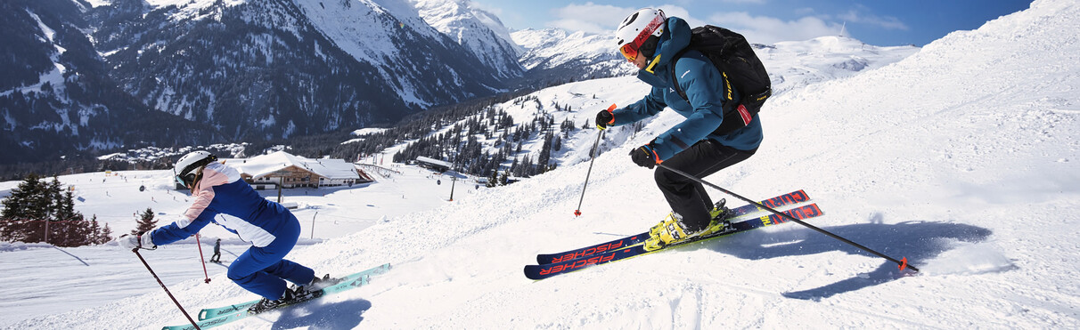 Two skier in the alpine terrain of St. Anton am Arlberg