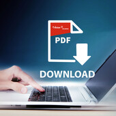 Eine Hand lädt ein PDF auf einem Laptop mit St. Anton Logo herunter.