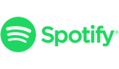 Spotify-Logo mit grünem Kreis und drei weißen Klangwellen, rechts daneben der Schriftzug „Spotify“ in grüner Schrift.
