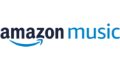 Logo von Amazon Music mit dem Wort "amazon" in schwarzer Schrift und "music" in blauer Schrift, darunter ein stilisierter, blauer Pfeil als Lächeln.