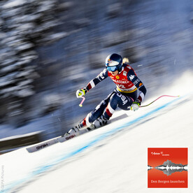 Aufnahme von Lindey Vonn während einer Abfahrt auf der Karl-Schranz-Strecke in St. Anton am Arlberg
