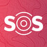 SOS EU ALP logo: SOS lettering in white on a pink background with a slight colour gradient and wave-like design elements