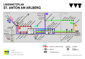 Route map of bus lines within St. Anton am Arlberg