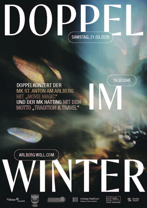 Sujet Doppel im Winter mit Datum und Uhrzeit, es zeigt im Hintergund ein Spiel aus Farben und Reflexion.