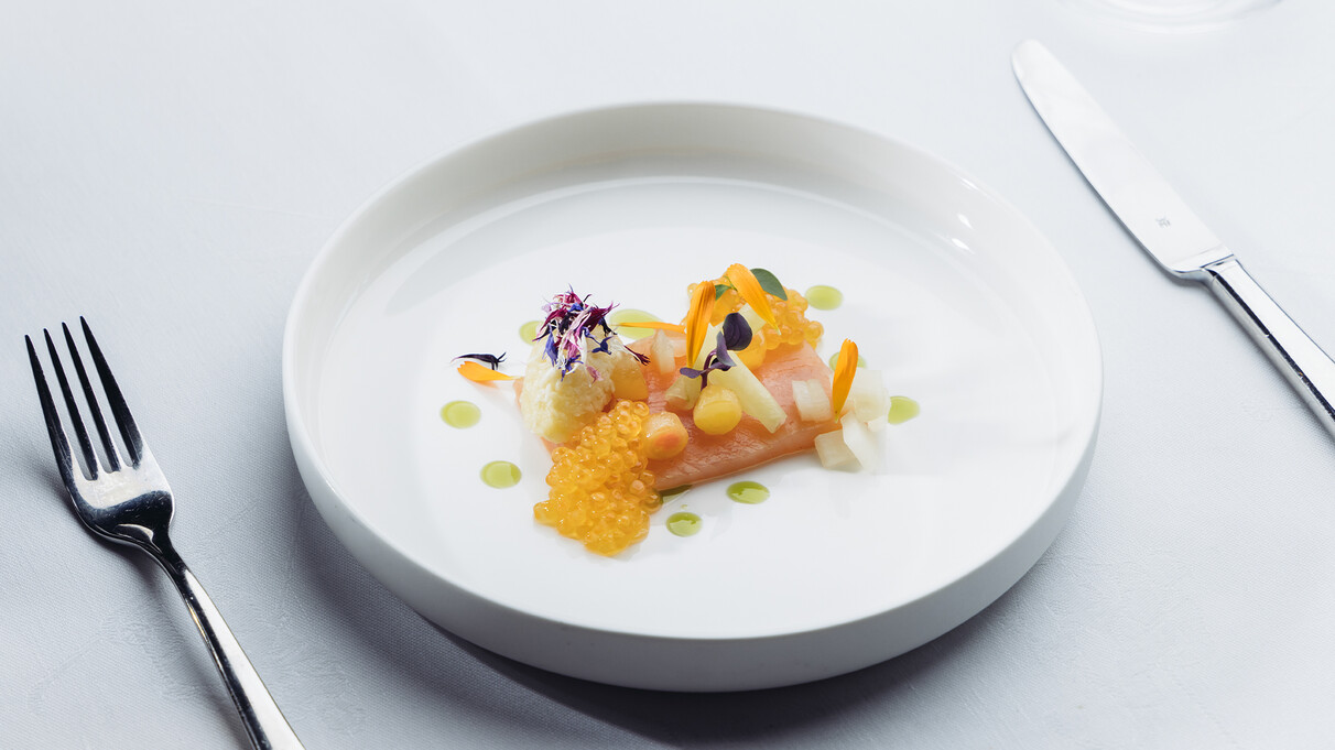 Fine salmon dish with caviar in St. Anton am Arlberg