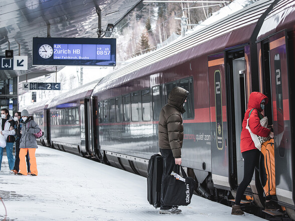 The snow-covered train station near the town of St. Anton am Arlberg
