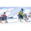 Rodelspaß für Kinder / Toboggan fun for kids Zwei Kinder auf Rodeln fahren rasant den Hang hinunter / Two children speed downhill on sleds